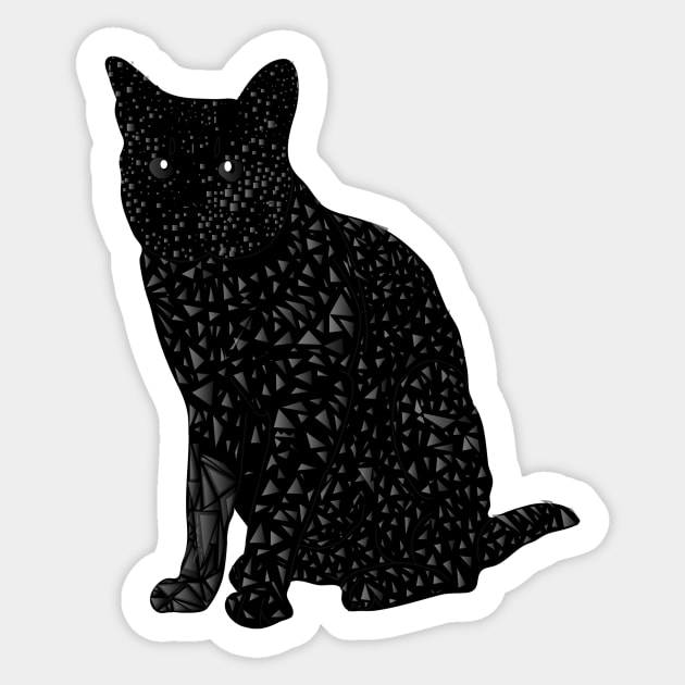 Black Square Cat with Triangles Sticker by 00Daniel23